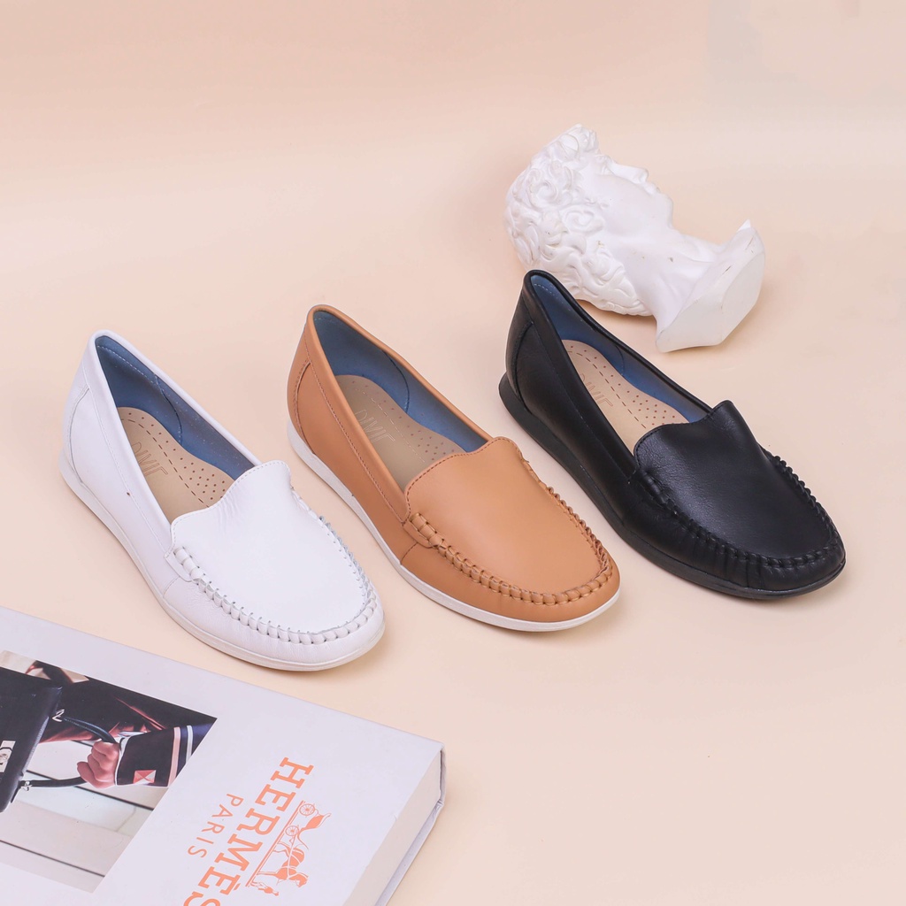 Giày Mọi Moccasin Da Thật Đế Cao Su Pixie X482