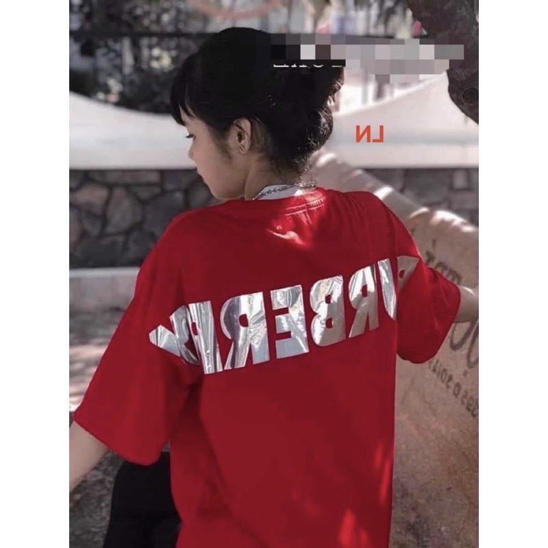 Áo thun in lưng tráng gương chạy vai chữ to nhiều màu BUBE