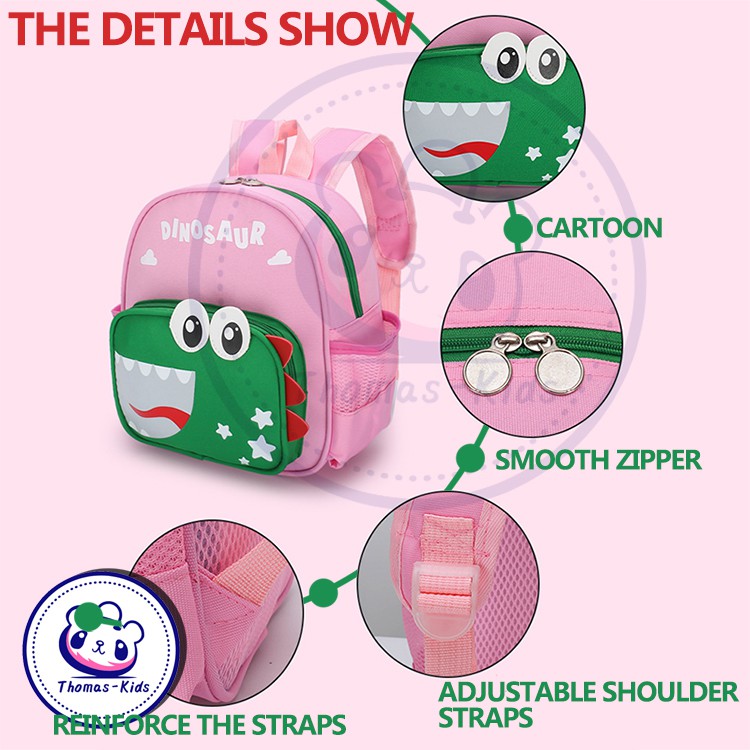[THOMAS KIDS] Ba Lô Đa Năng Họa Tiết Khủng Long Dễ Thương Cho Bé Mẫu Giáo