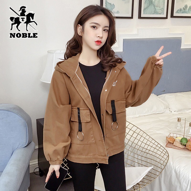 [Freeship] Áo khoác kaki nữ khoen thời trang Noble TP225