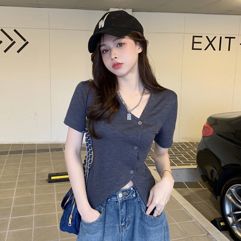 NZN Áo Thun Tay Ngắn Dáng Ôm Thiết Kế Độc Đáo Thời Trang Mùa Hè Xinh Xắn Cho Nữ