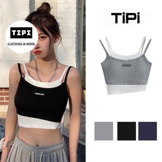 Áo 2 dây gân tăm phối màu Chimi