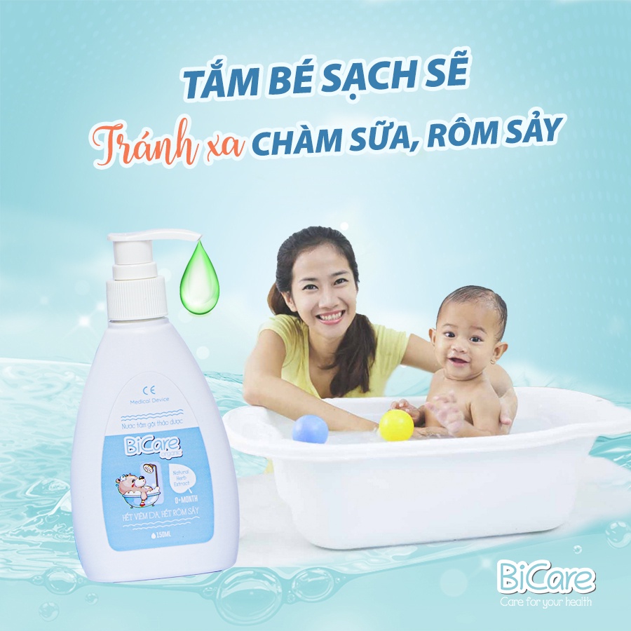 DẦU GỘI ĐẦU cho bé, NƯỚC TẮM THẢO DƯỢC BICARE ORGANIC cho trẻ sơ sinh, ngăn ngừa rôm sảy và bảo vệ da