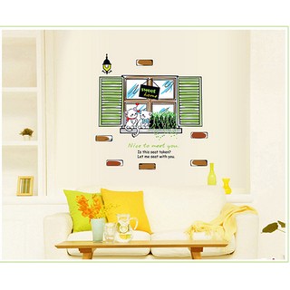 Decal dán tường Perfect PK301 - Cửa sổ đôi mèo