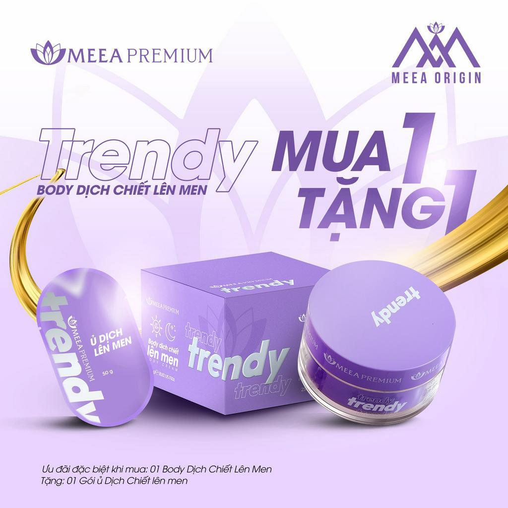 Kem Body Trendy tím Meea dịch chiết lên men giúp dưỡng trắng da vượt trội, chống nắng, an toàn thân thiện với làn da