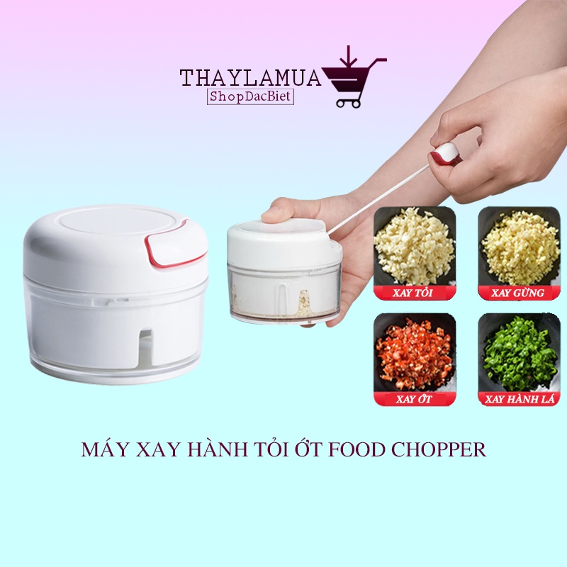 Máy xay tỏi ớt cầm tay mini Food Chopper - Dụng cụ nghiền thực phẩm, gia vị dây rút thông minh