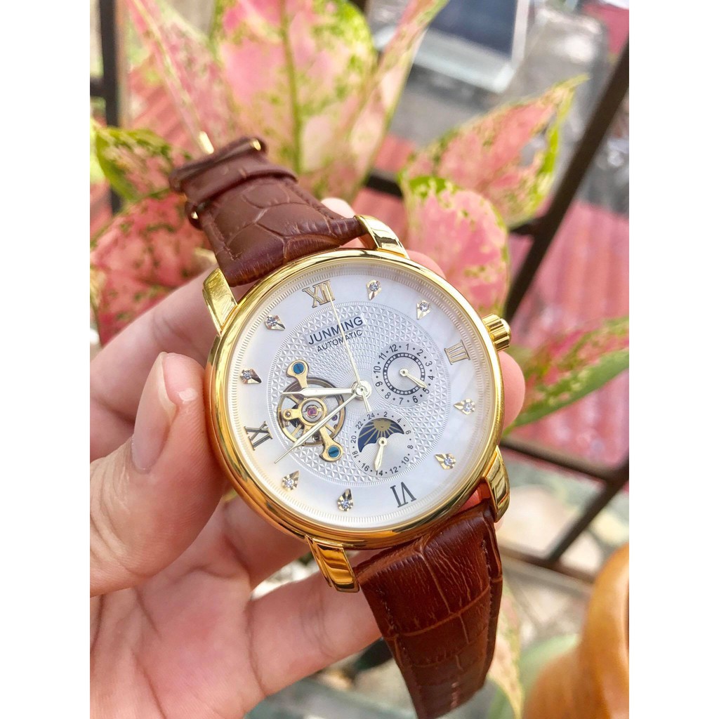 ĐỒNG HỒ CƠ NAM AUTOMATIC CHÍNH HÃNG JUNMING DÂY DA CAO CẤP TẶNG KÈM VÒNG ĐEO TAY TỲ HƯU (ẢNH THẬT 100%) | BigBuy360 - bigbuy360.vn