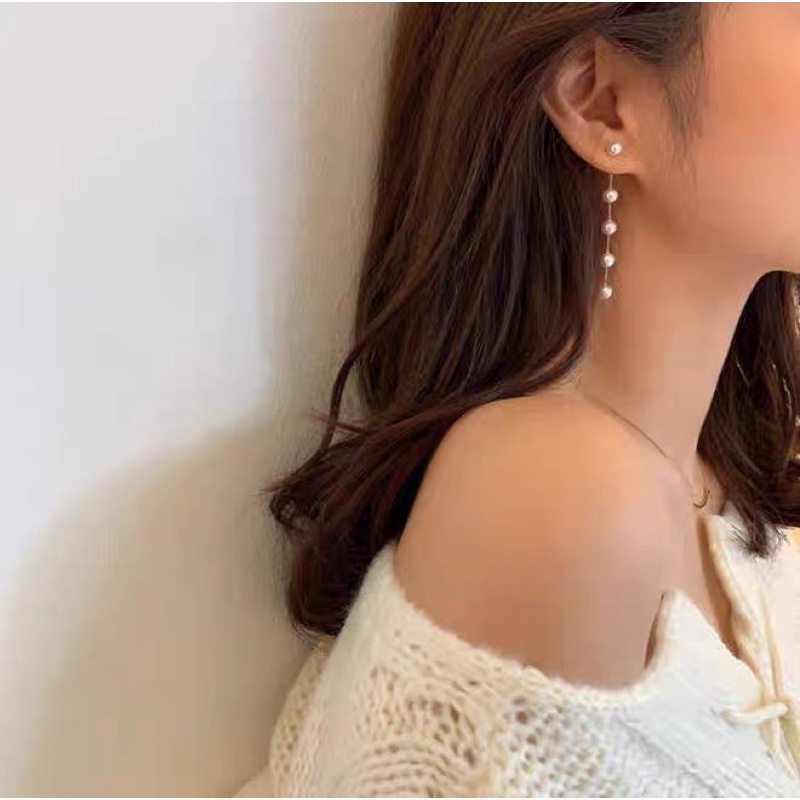 Khuyên tai ngọc trai dáng dài bông tai ngọc trai nhân tạo dài BT29