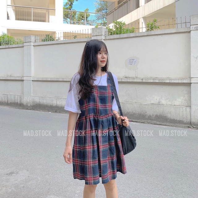 ( CÓ ẢNH THẬT ) VÁY BABYDOLL DÂY KẺ SỌC MIX ÁO THUN SIÊU XINH