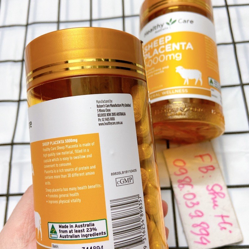 (Mẫu mới) Viên uống nhau thai cừu Sheep Placenta Healthy Care 5000mg 100 viên - Úc | Thế Giới Skin Care