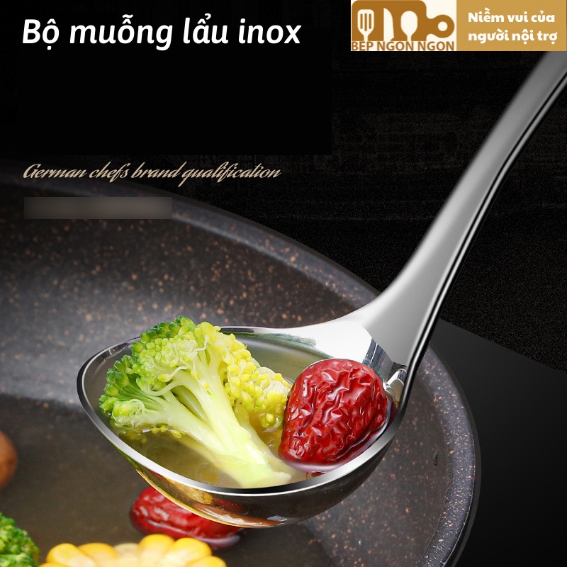 Muỗng inox 316 múc lẩu muỗng nước và múc cái tay cầm chống bỏng thương hiệu CUGF_BEP NGON NGON