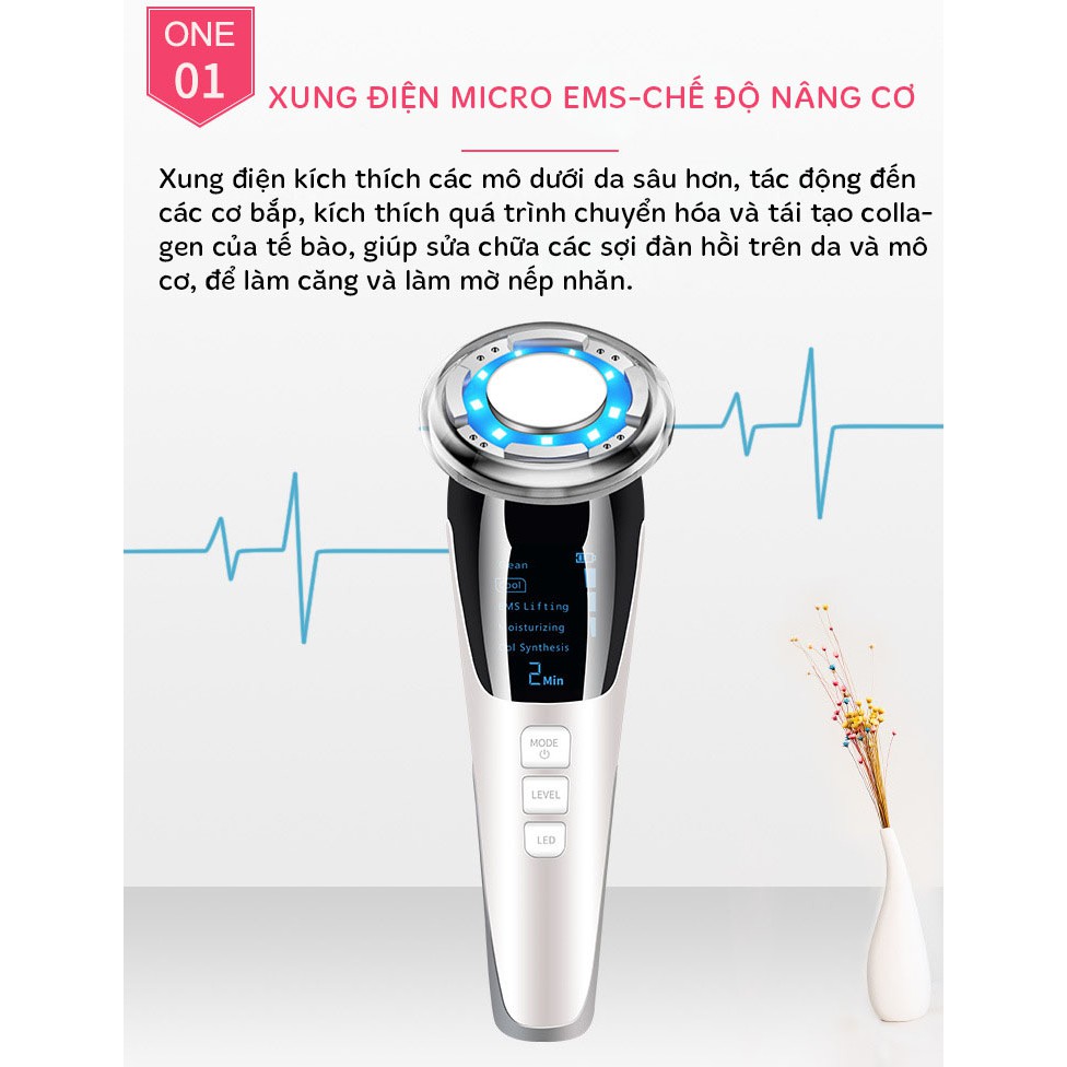 Máy Massage Mặt Đẩy Tinh Chất Điện Di Nóng Lạnh Chăm Sóc Da Toàn Diện D818