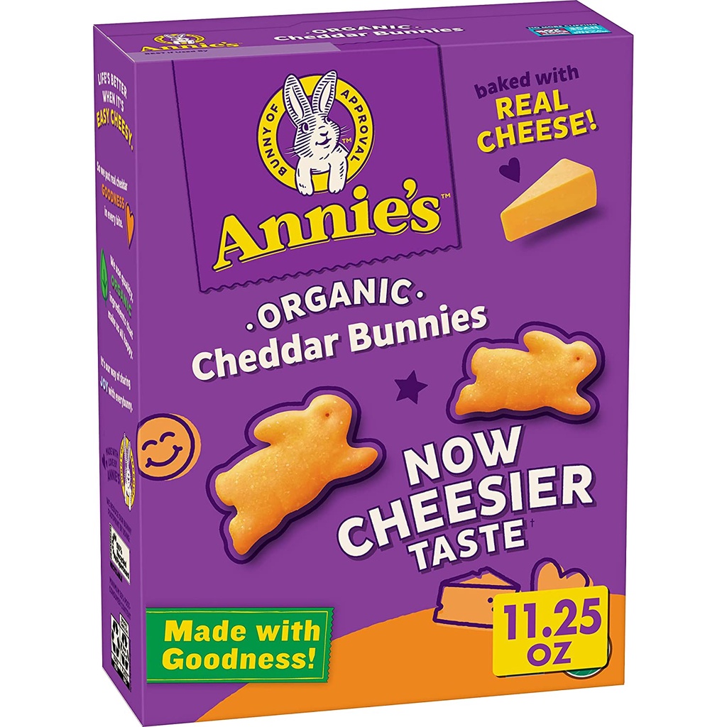 HỘP BÁNH THỎ NƯỚNG PHÔ MAI Annie's Organic Cheddar Bunnies Baked Snack Crackers, 318g