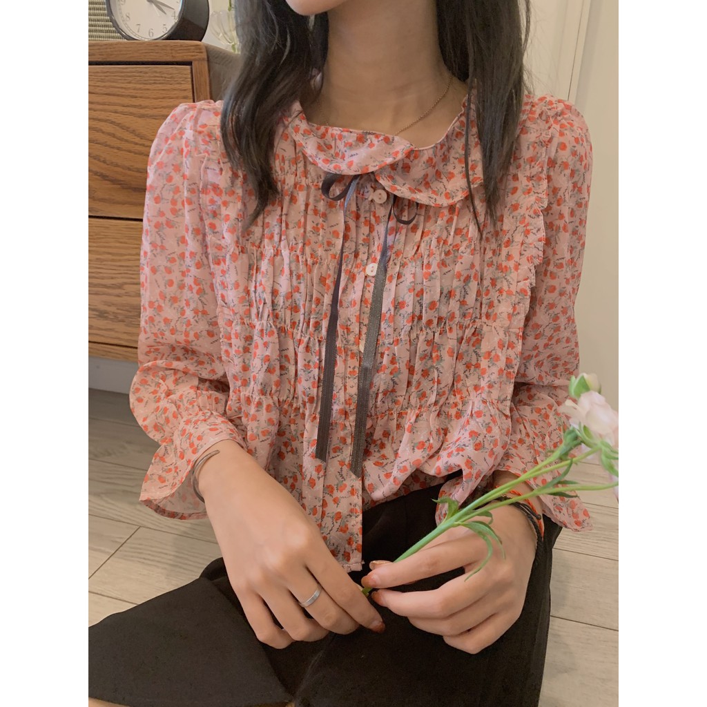 áo BBD hoa nhí cổ sen buộc nơ SA428 1994closet