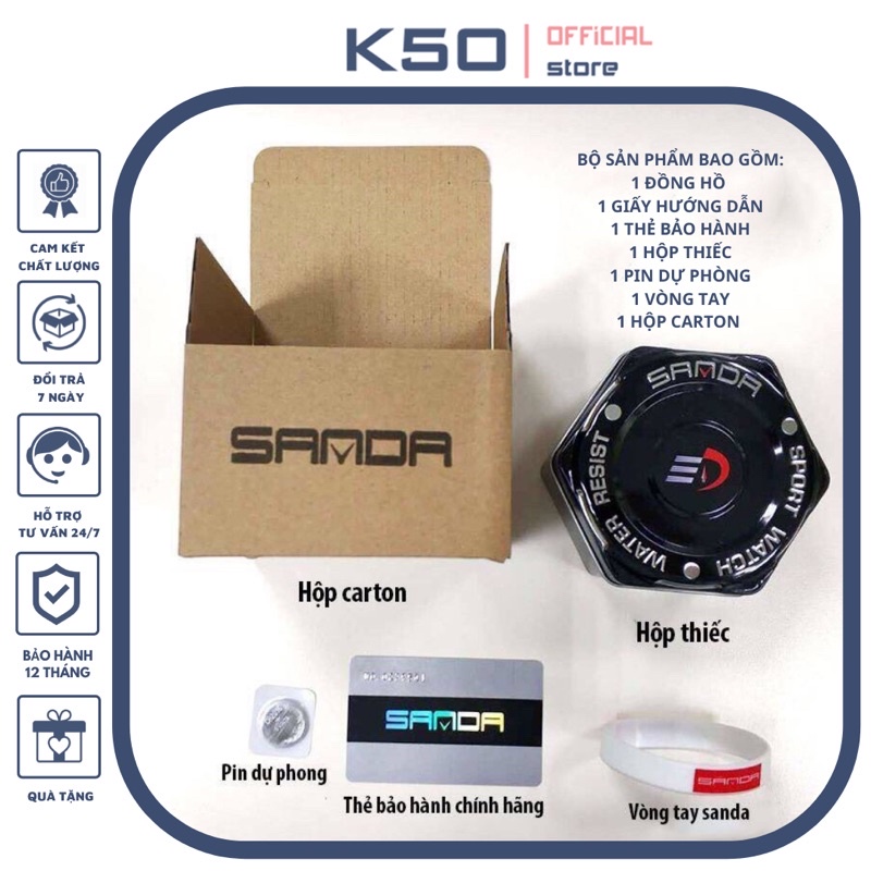 Đồng hồ điện tử nam sanda 6025 kim điện tử thể thao full box chính hãng | BigBuy360 - bigbuy360.vn
