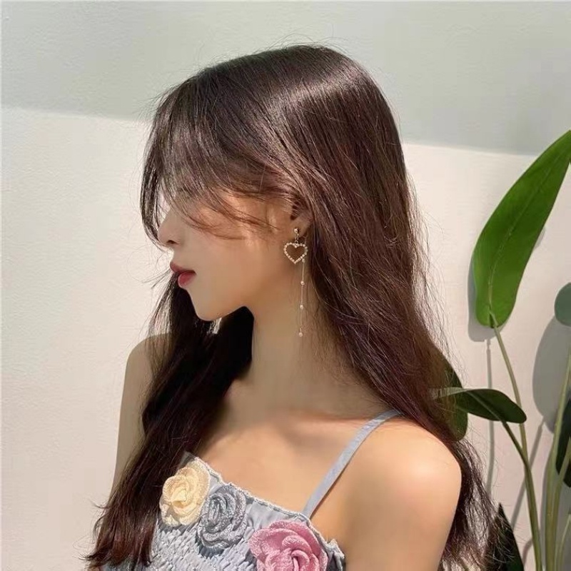 Đôi Bông Tai Dáng Dài Họa Tiết Trái Tim Thời Trang Cho Nữ