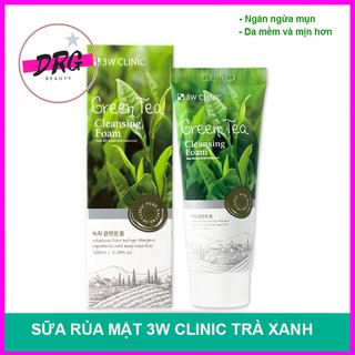 [Sữa rửa mặt trà xanh] [Trà xanh 3w] làm sạch ngăn ngừa mụn 3W CLINIC GREEN TEA CLEANSING FOAM