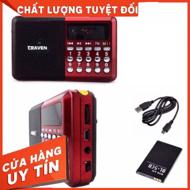 Loa Đài FM Nghe Nhạc USB Thẻ Nhớ Craven Cr-16