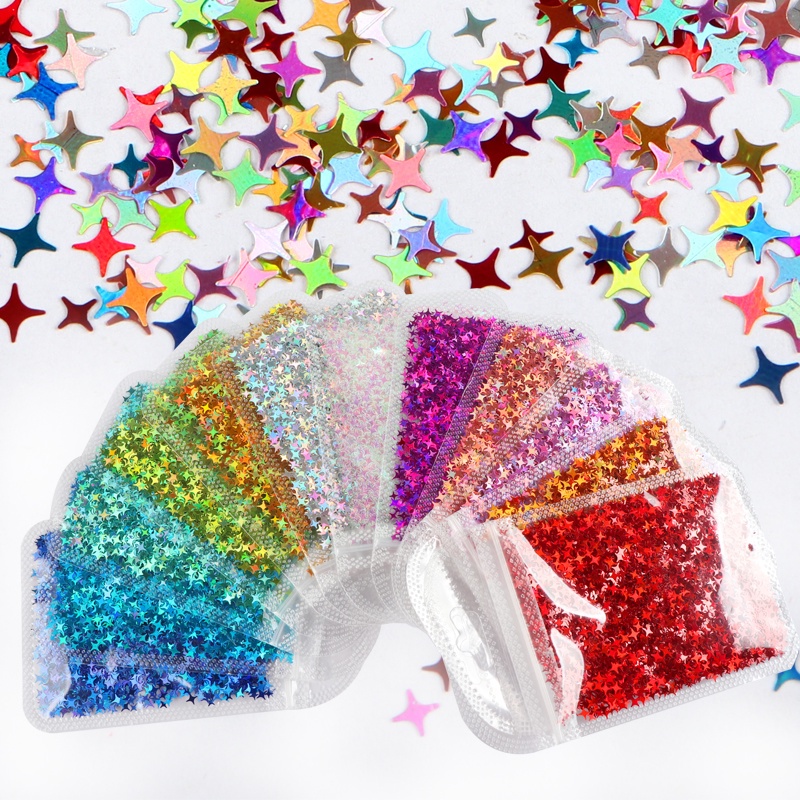 Kim Sa 3D Hình Ngôi Sao Lấp Lánh Trang Trí Móng Nghệ Thuật