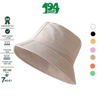 Nón bucket trơn 194 SHOP đen - kem - trắng vải kaki mềm mịn, dày dặn - Vành Tròn