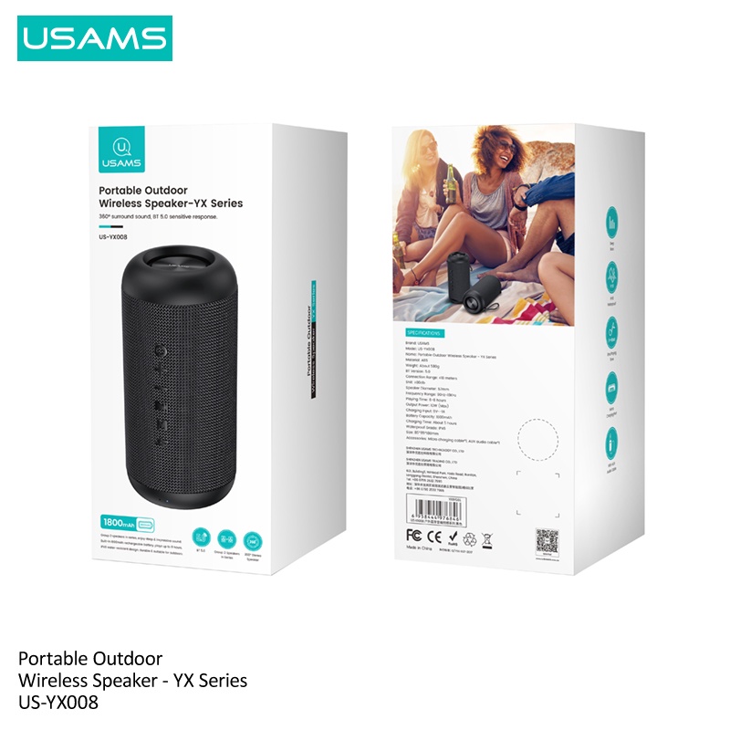 Usams Loa Bluetooth 5.0 Không Dây IPX6 Chống Nước Kèm Phụ Kiện