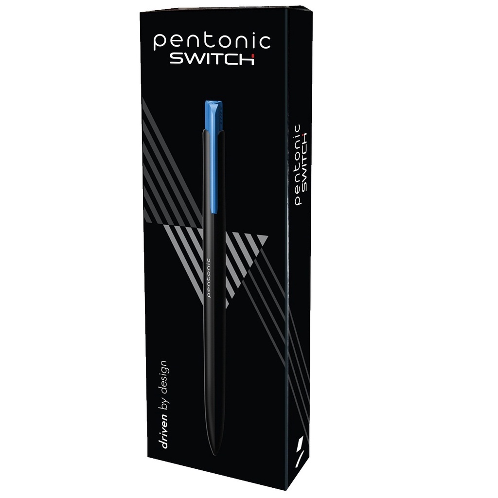 Bút bi bấm LINC Pentonic Switch - Hộp 10 chiếc - Ngòi 0.7mm, viết trơn, nét đều, thân tam giác, cầm vừa tay, Ấn Độ