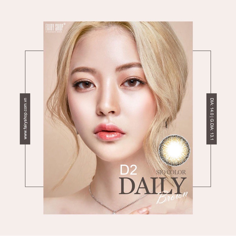 Kính Áp Tròng Daily Brown 14.0mm - Kính Áp Tròng Hàn Quốc FAIRY SHOP CONTACT LENS - độ cận 0 đến 8