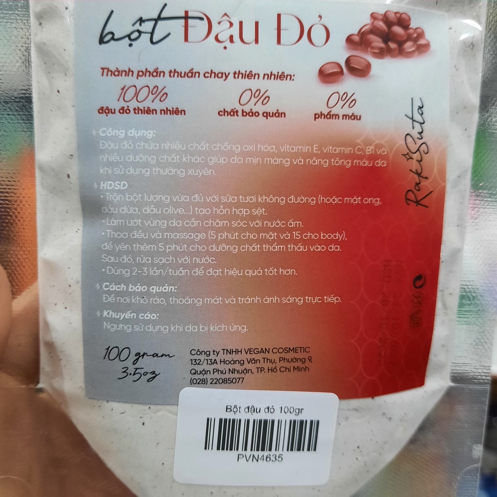 Bột Đậu Đỏ Trắng Da Rakisuta 100g