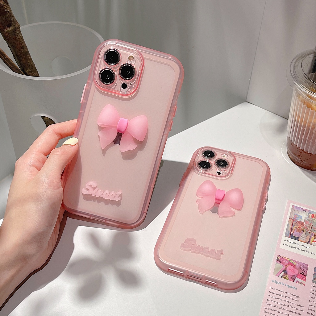 Ốp Điện Thoại Mềm Trong Suốt Bảo Vệ Toàn Diện Chống Rơi Đính Nơ Cho iphone 13 12 11 Pro Max XR X XS XSMAX