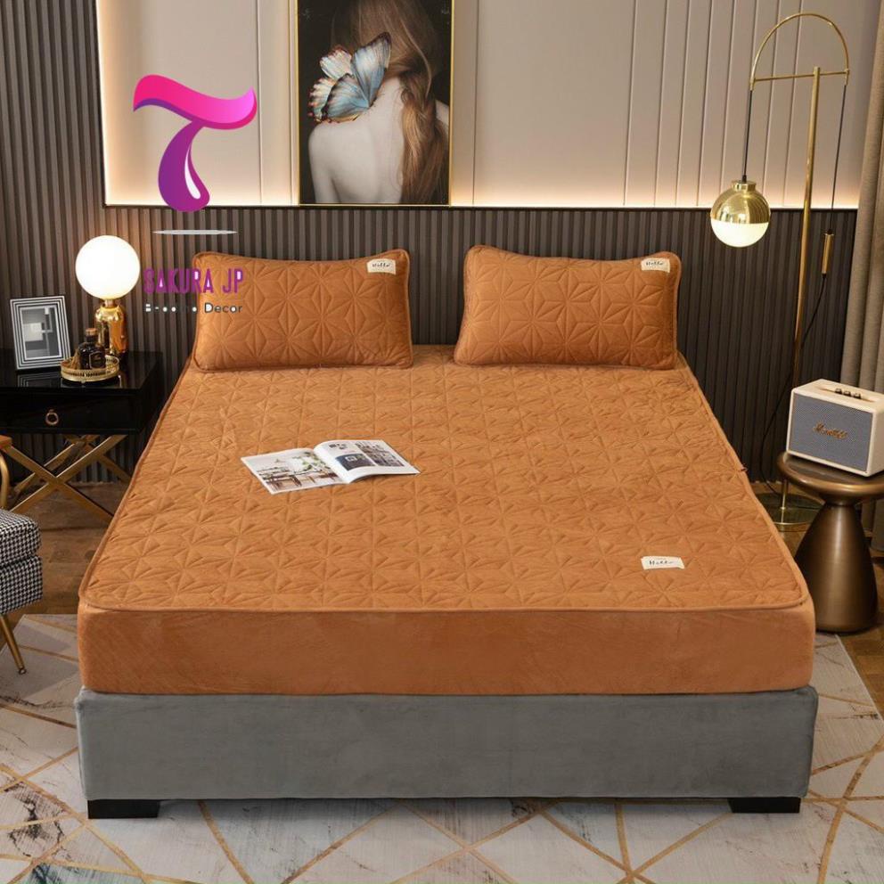 CHÍNH HÃNG-  Ga Gố Bọc Chun Thảm Nỉ Nhung Muji Nhật  Ga Gối Nỉ Nhung Muji Sakura JP Bedding Decor