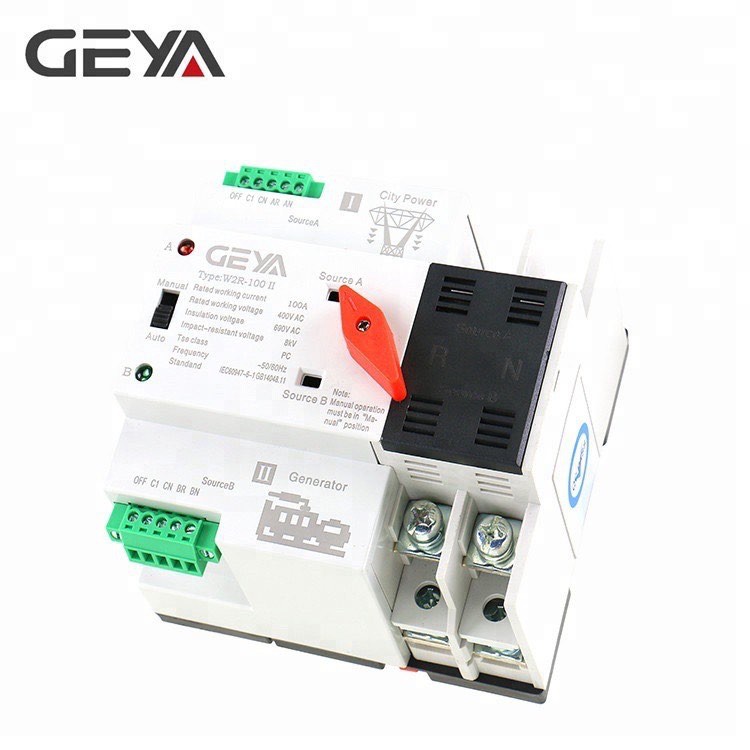 Bộ đổi nguồn điện tự động không gây mất điện ATS 2P-100A - CHÍNH HÃNG GEYA, Cầu dao đảo chiều tự động!