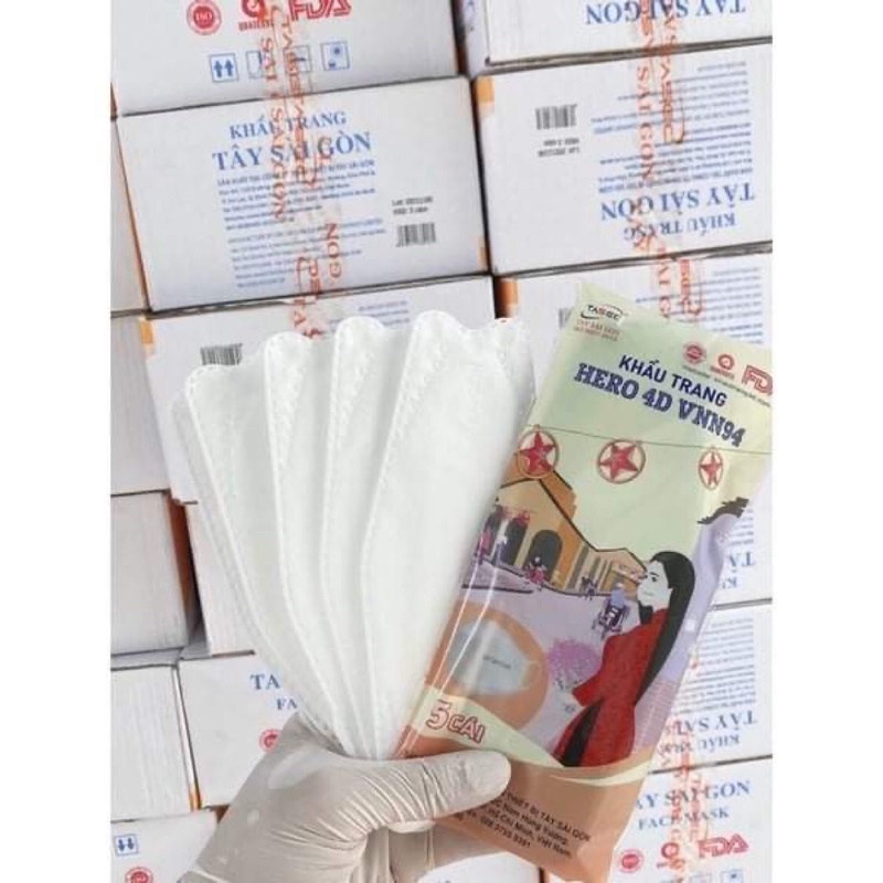 05 khẩu trang Kháng Khuẩn 4 Lớp HERO 4D VNN94 Cao Cấp Tây Sài Gòn.