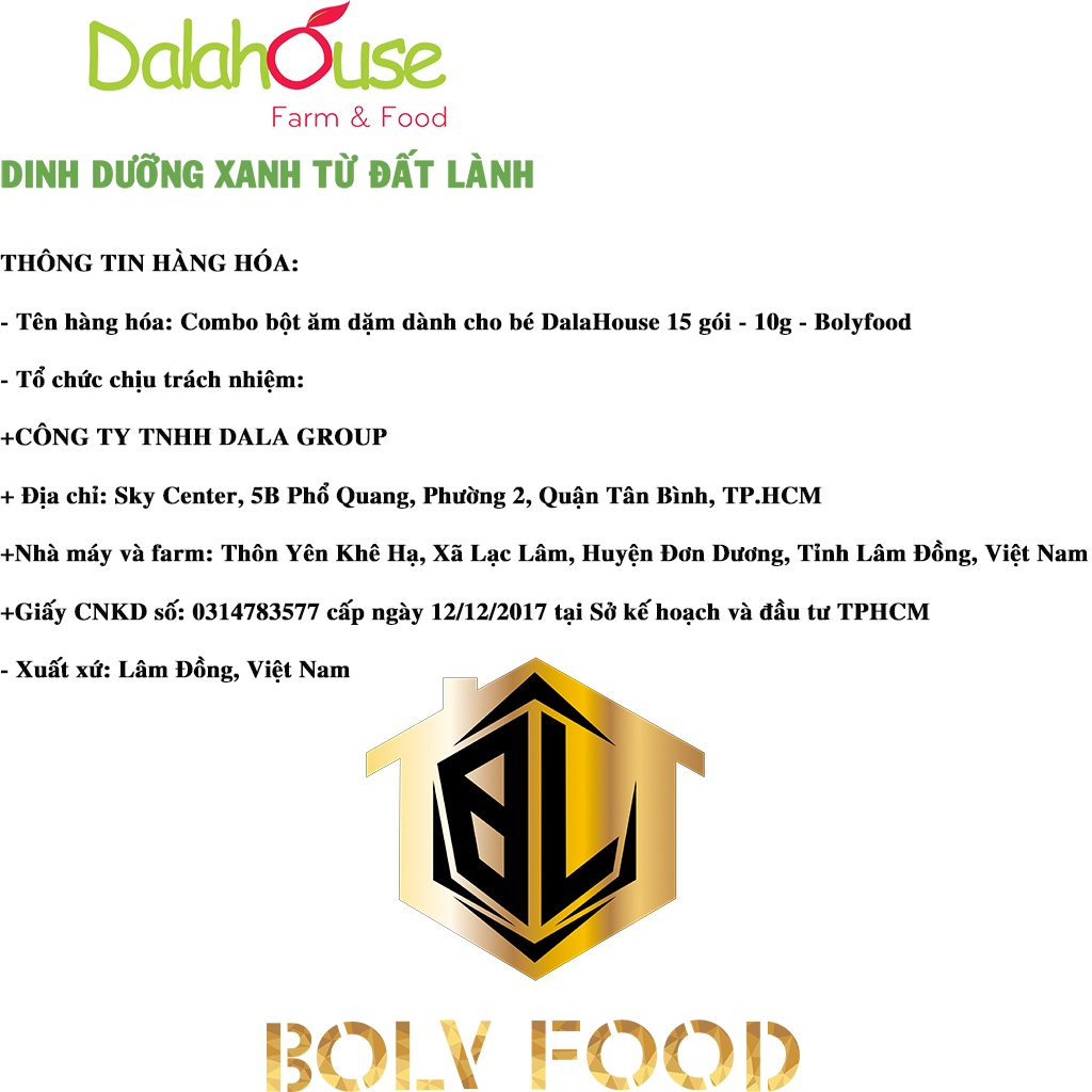 Combo bột ăm dặm dành cho bé DalaHouse 15 gói - 10g - Bolyfood