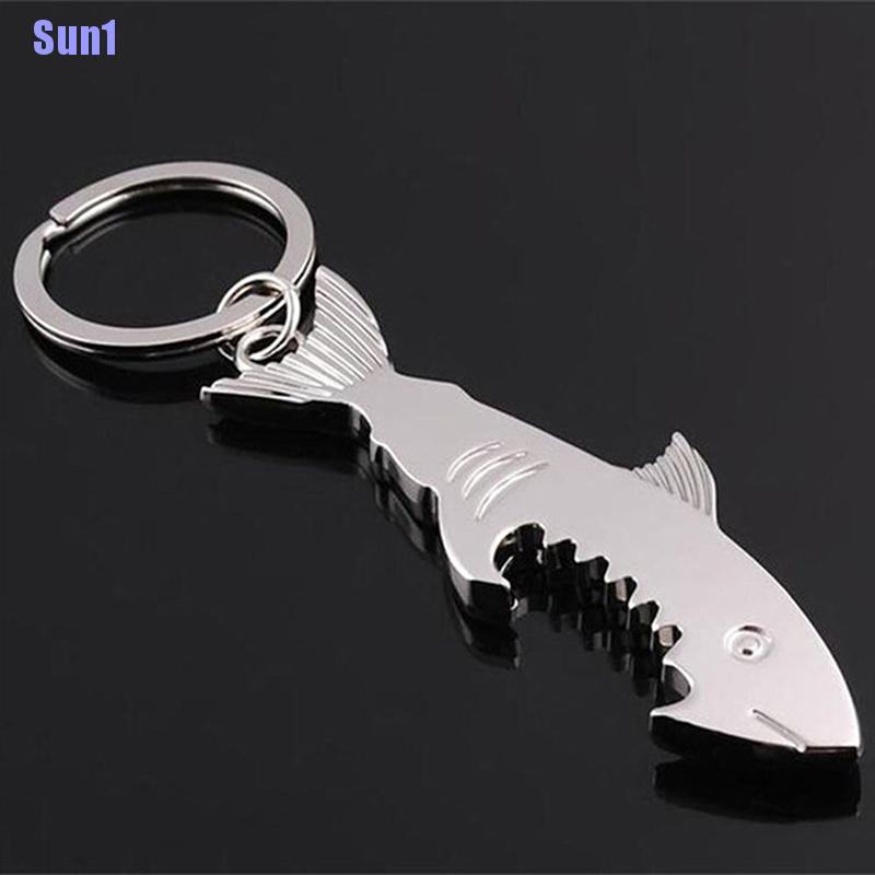 1 Dụng Cụ Mở Nắp Chai Hình Cá Mập Bằng Kim Loại Sáng Tạo