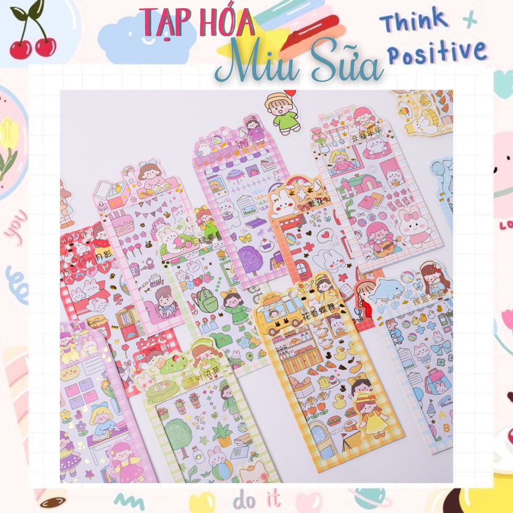 Set 4 tấm Sticker bản to dễ thương mới nhất hè 2021 - MiuSua