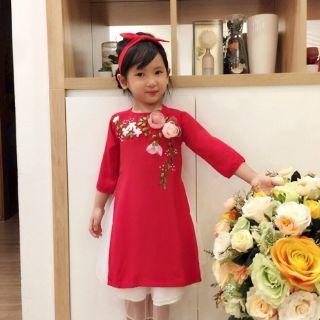 combo bé trai, bé gái áo đỏ