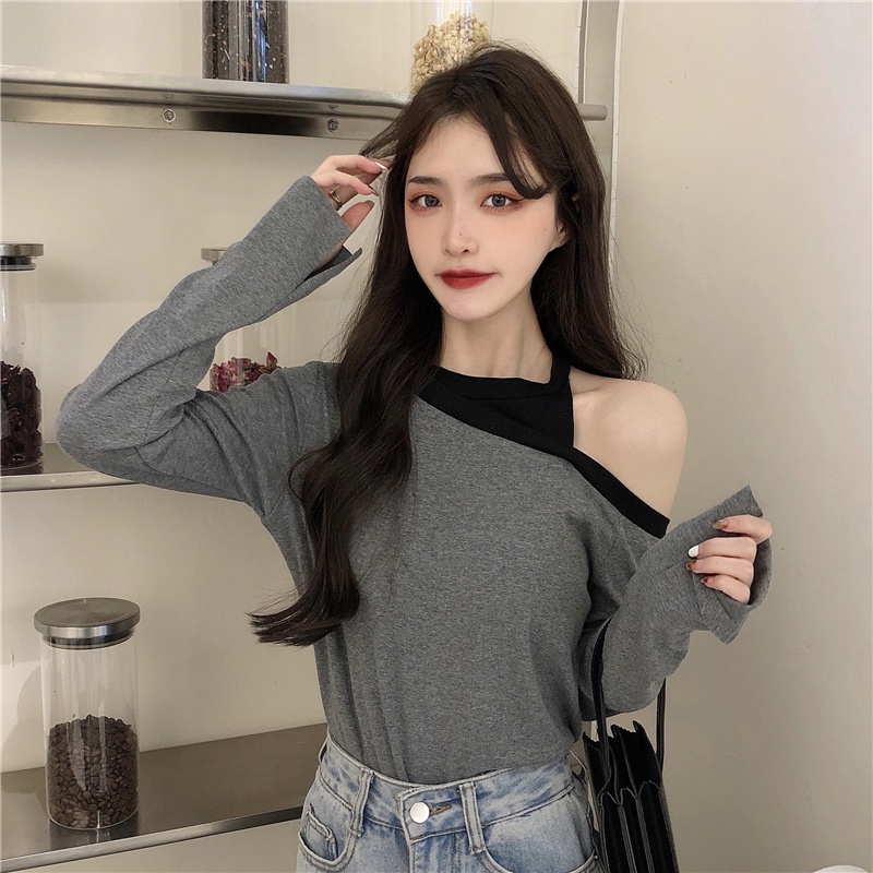 SUXI Áo Thun Tay Dài Dáng Rộng Thiết Kế Độc Đáo Thời Trang Mùa Thu Cho Nữ