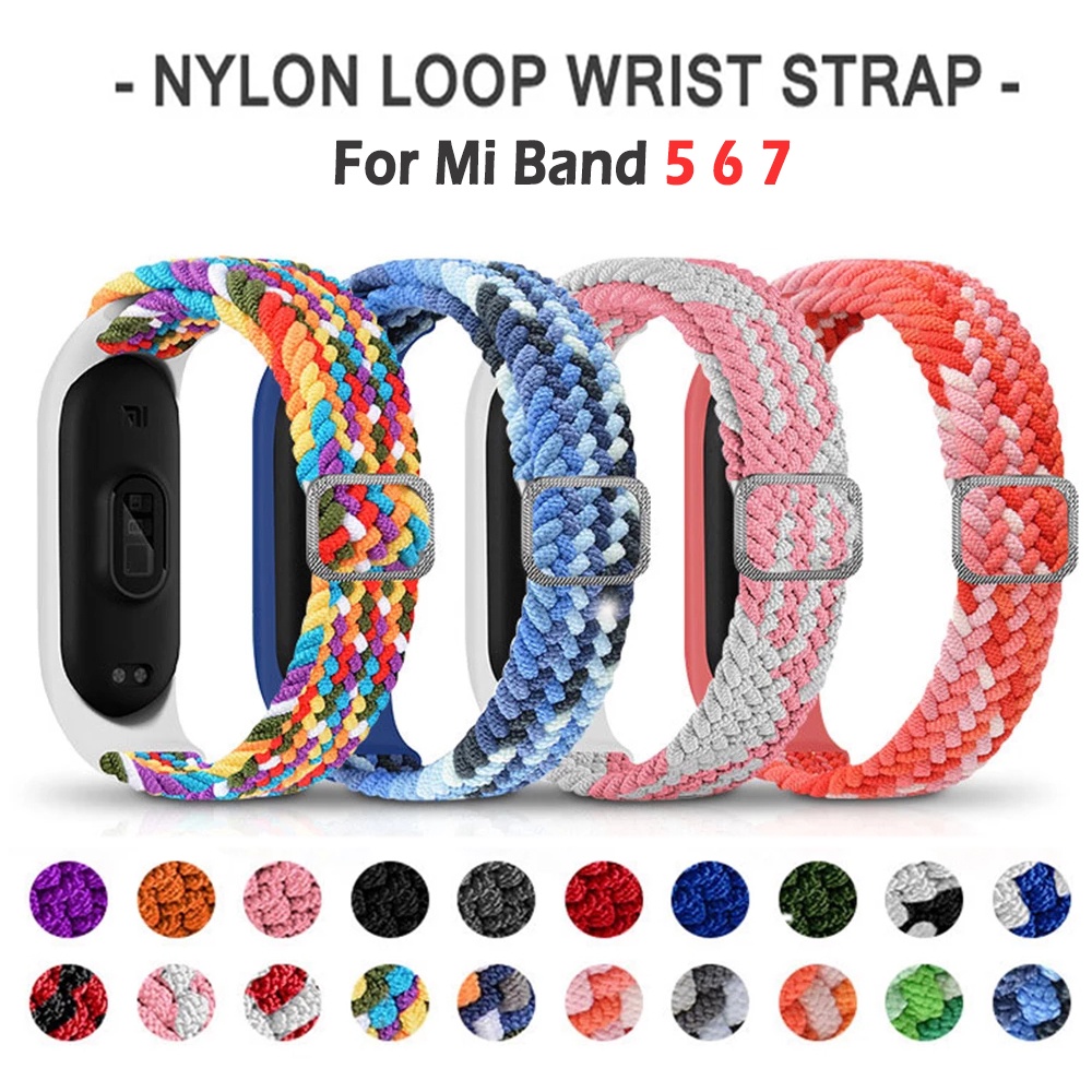 Dây Đeo Thay Thế Chất Liệu Nylon Bện Cho Xiaomi Mi Band 7 6 5 Miband 7