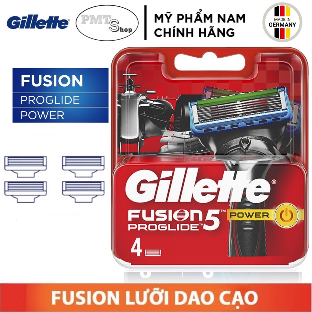 [Đức] Hộp Lưỡi dao cạo râu cao cấp Gillette Fusion Proglide Power 5 lưỡi vỉ 4 cái | 2 cái