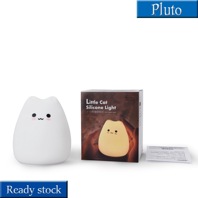 Đèn ngủ vỗ nhẹ hình con mèo nhỏ dễ thương bằng silicon mềm trang trí phòng cho trẻ em