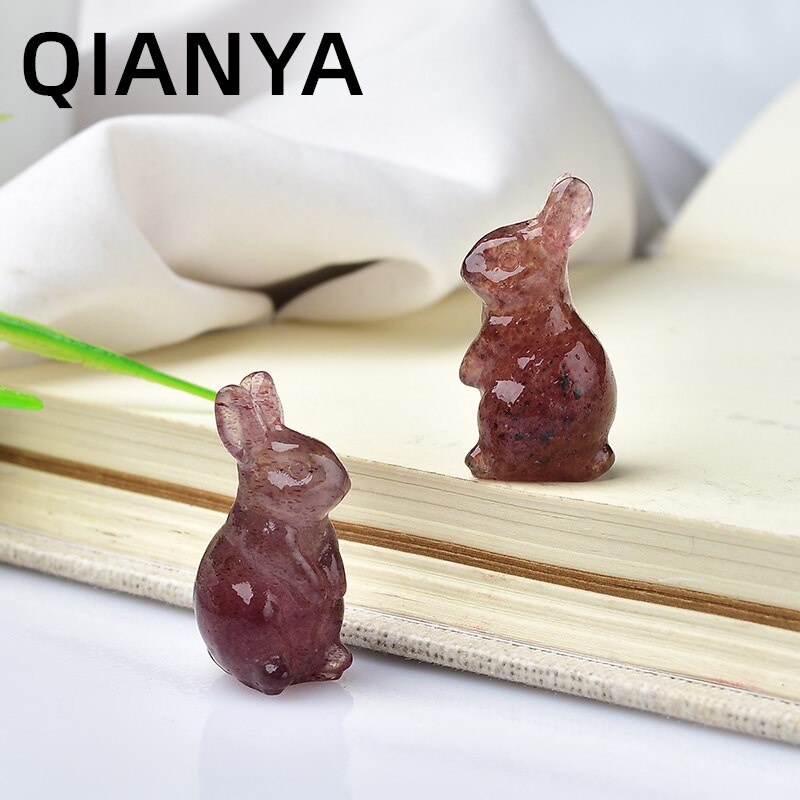 Đá Thạch Anh Tự Nhiên Mini Khắc Hình Thỏ Elf Dễ Thương Trang Trí Nhà Cửa