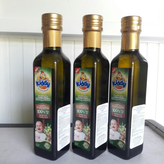 3 chai Dầu ăn Kiddy 100% Olive oil, dầu ăn dinh dưỡng cho bé 250ml/chai