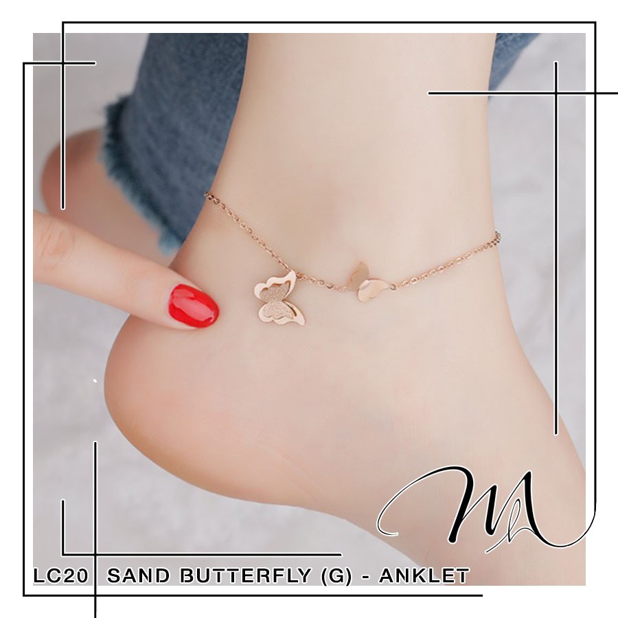 Lắc chân nữ Titan hình cánh bướm phủ kim tuyến lấp lánh dễ thương - LC20