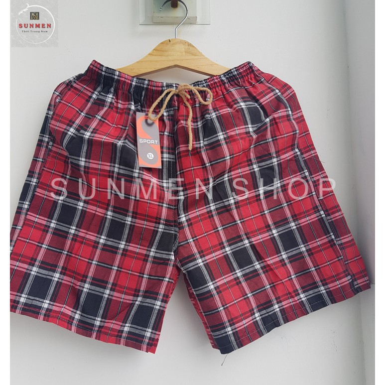 [HCM]Quần Đùi Nam Kaki Thô Ngắn Kẻ Sọc Caro Có Túi Bên SUNMEN QĐN001,phù hợp mặc ở nhà,tập thể thao,thoáng mát