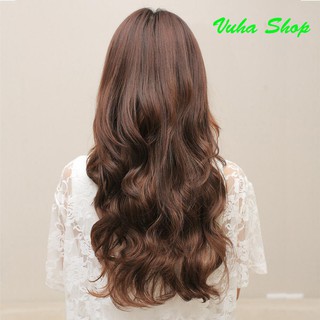 TÓC GIẢ KẸP XOĂN 5 PHÍM (40 CM) Màu Nâu Vàng