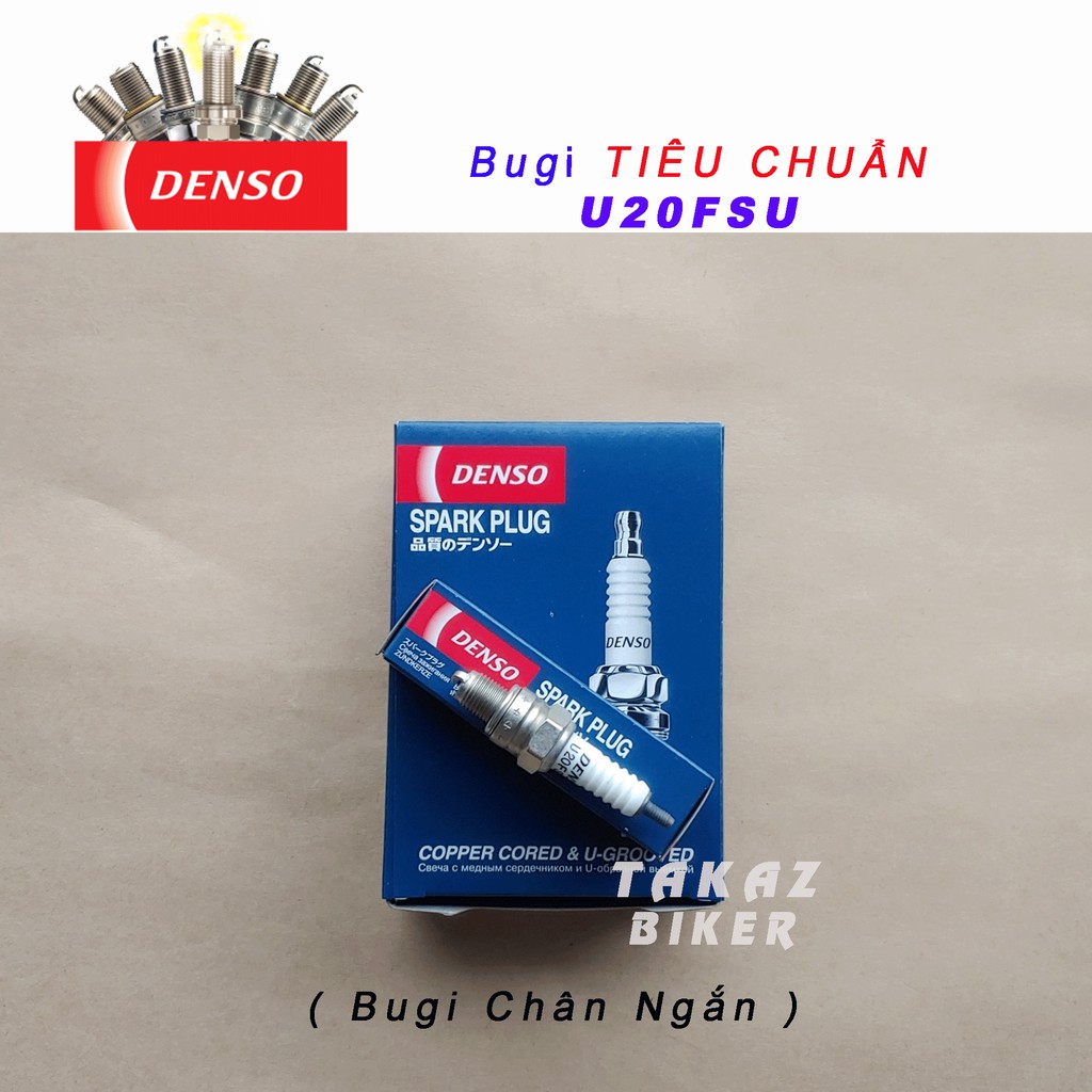 Bugi DENSO TIÊU CHUẨN U20FSU chân ngắn Cup 50 70 90 ; Dream - Wave 100 ; Wave ZX ; Future 110 ; Sirius ; Jupiter