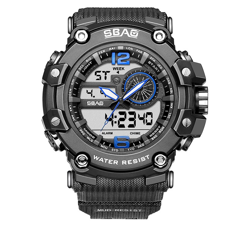 Đồng Hồ Nam SBAO S8042 Sports - 2 Máy Kim và Điện Tử Mạnh Mẽ Dây Silicone Bền Chắc mạnh mẽ nam tính