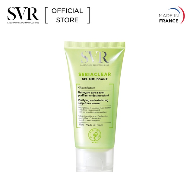 Bộ Đôi Gel Rửa Mặt SVR SEBIACLEAR Gel Moussant 55ml và Tẩy Trang SEBIACLEAR Eau Micellaire Cho Da Dầu Mụn 75ml