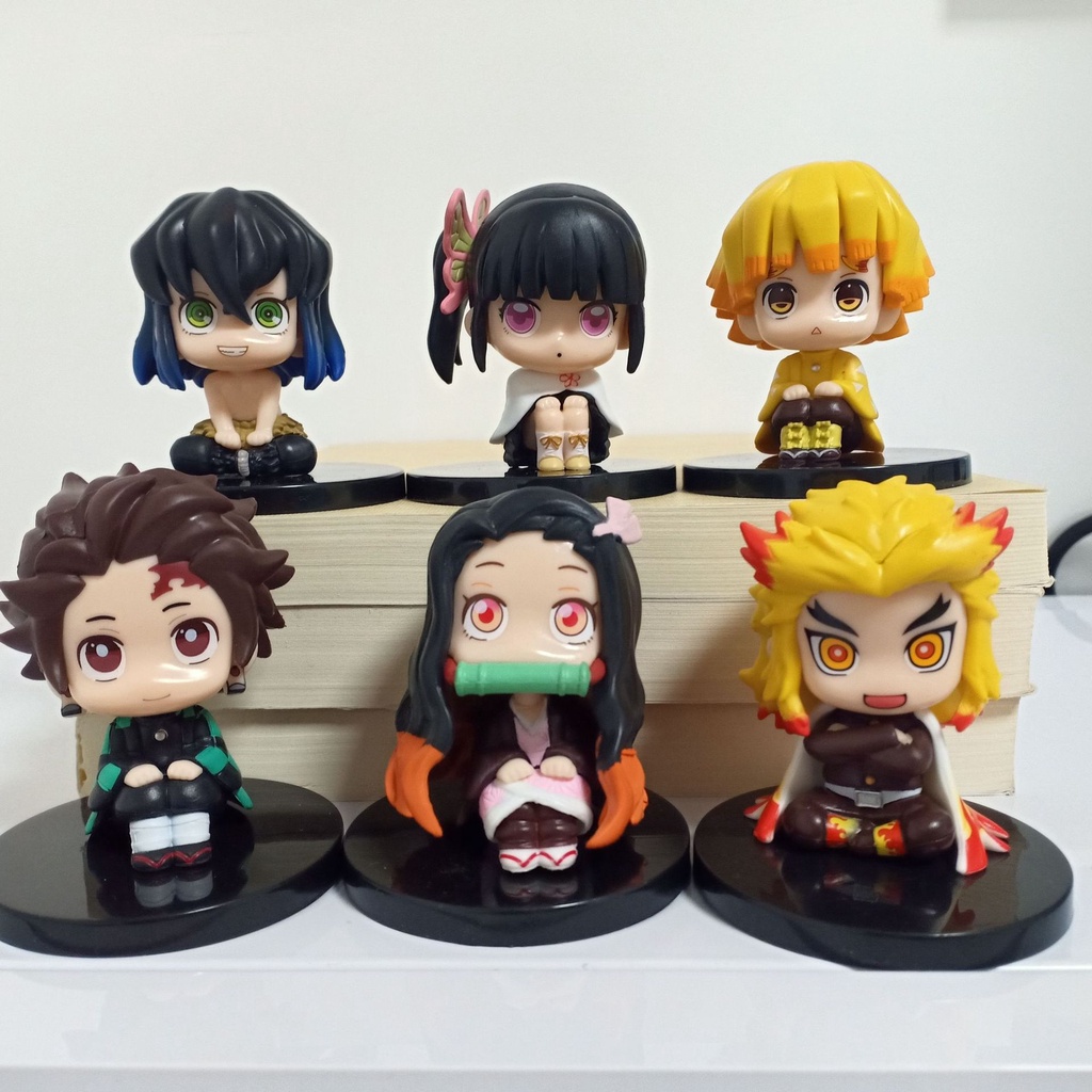 Set 6 Mô Hình Nhân Vật Kimetsu no Yaiba Nezuko Tanjirou Zenitsu Inosuke Kyoujurou Kanawo 6.5cm