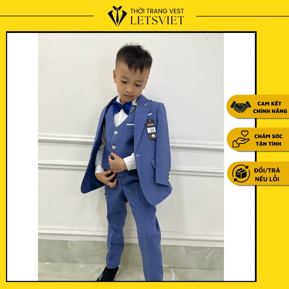 Bộ Vest Bé Trai Màu Xanh Đi Dự Tiệc Lịch Lãm Hot Hit Sang Trọng Lịch Lãm Phong Cách Hàn Quốc Thời Trang LETSVIET